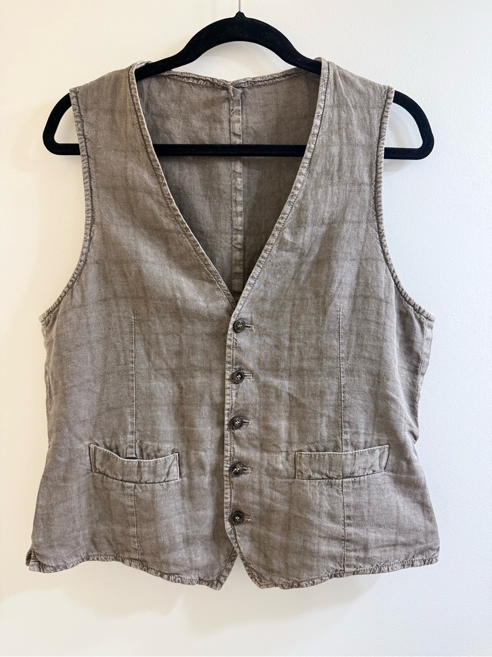 L.B.M. 1911 Distressed Linen Blend Waistcoat Vest Grey Mens IT 50 R US L slim - Picture 3 of 9
